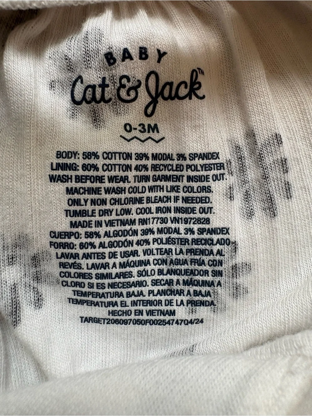 Cat & Jack White Baby Romper with Black Print